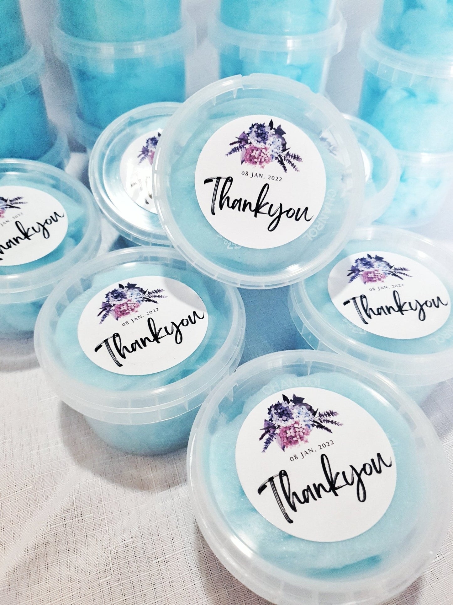 Personalised Fairy floss favours Thankyou