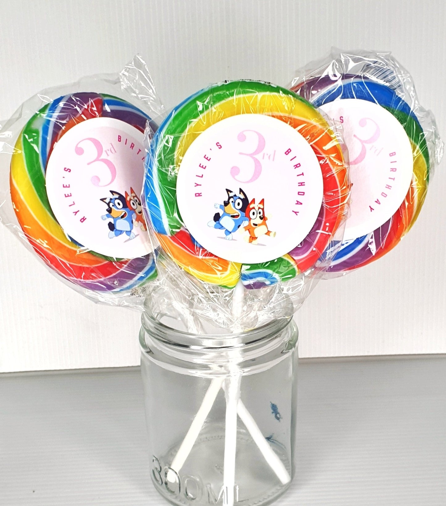 Personalised Rainbow lollipop - LB Sweets | Fairy floss & Favours