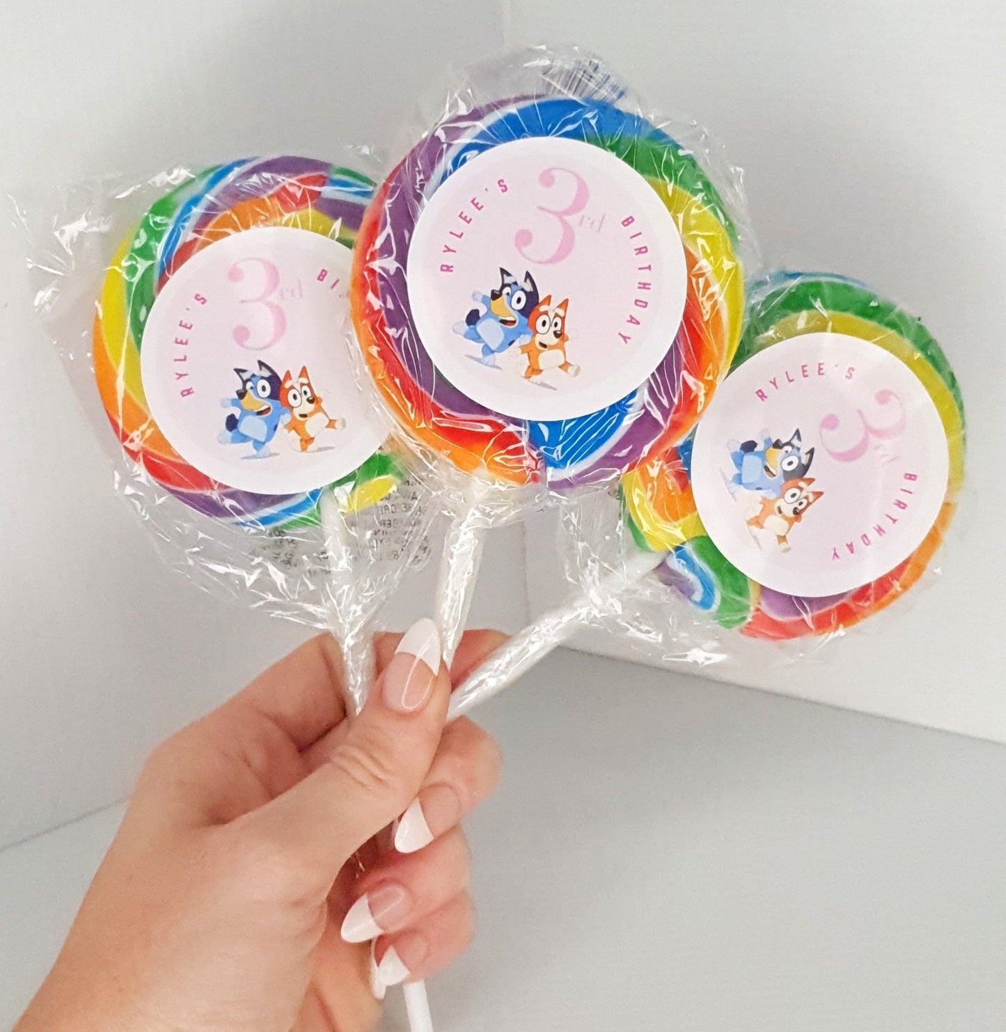 Personalised Rainbow lollipop - LB Sweets | Fairy floss & Favours