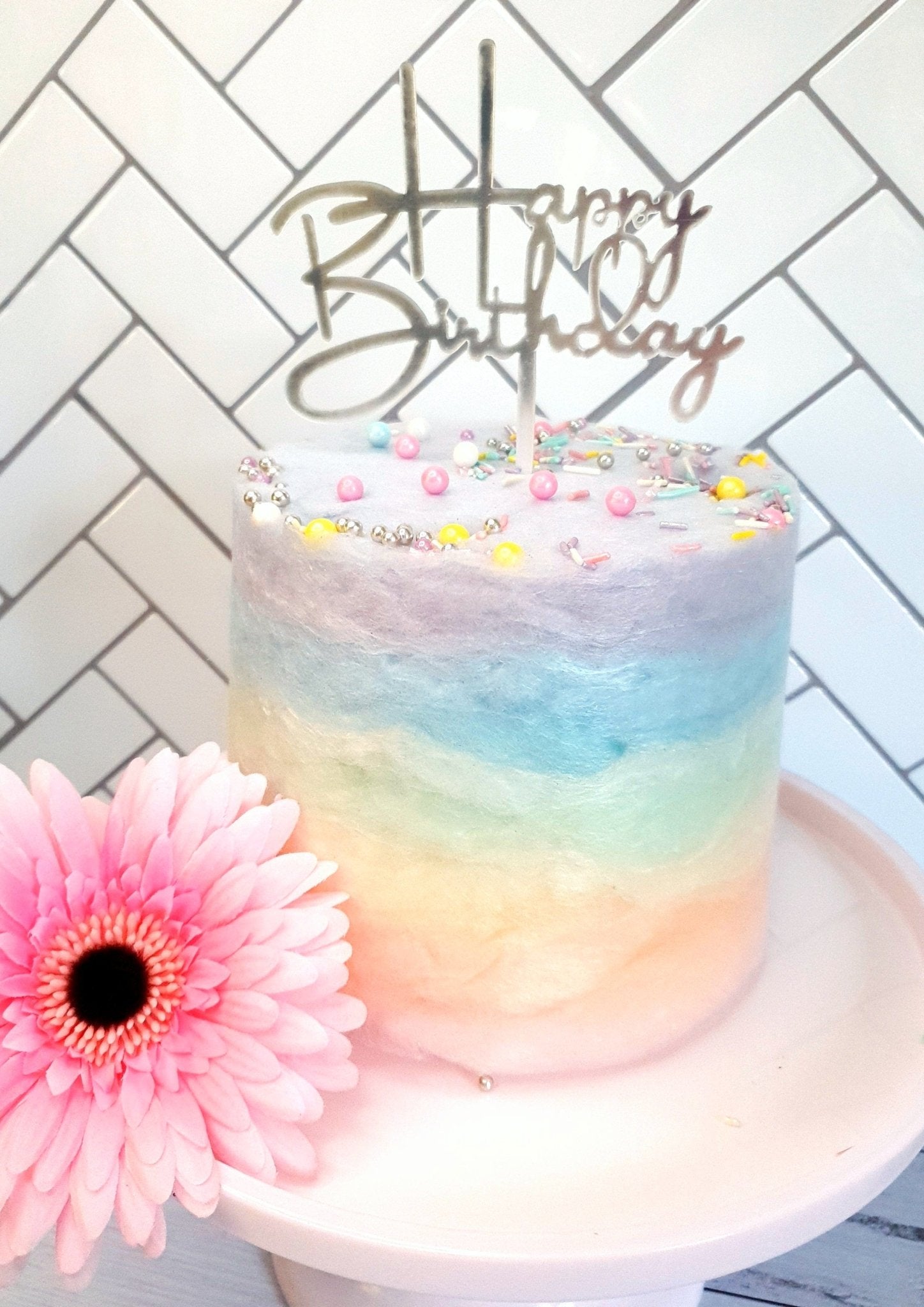 Rainbow Fairy floss cake - LB Sweets | Fairy floss & Favours
